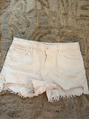 MOTHER Pale Pink Distressed Denim Cutoff Shorts